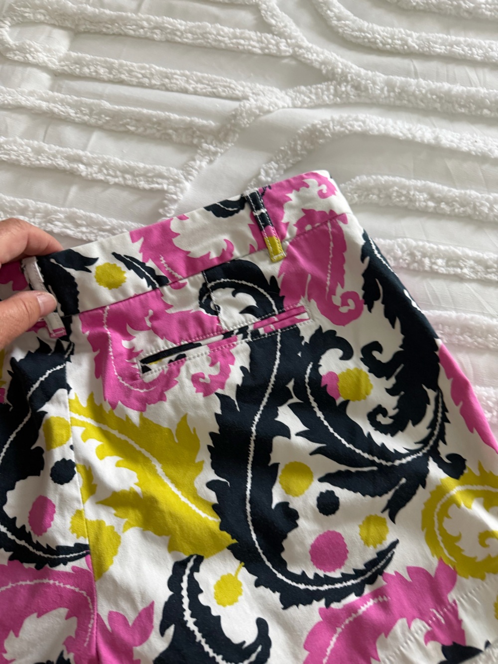 Banana Republic Pink Black Yellow Scroll-Print Bermuda Shorts - Picture 8 of 11